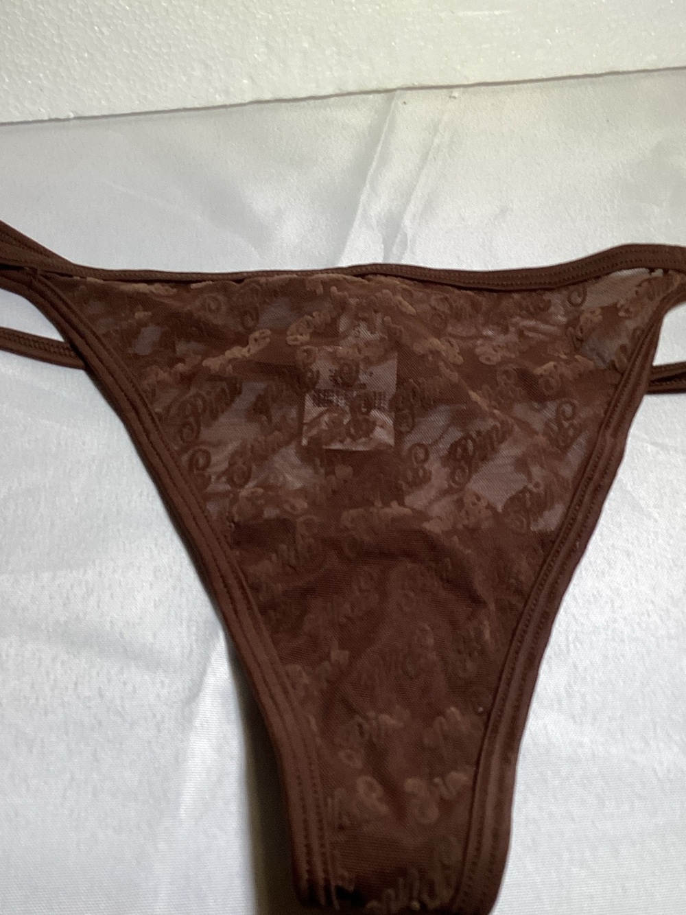 PINK Victoria's Secret Brown Sheer Logo Thong